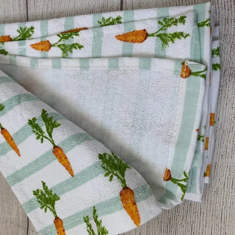 Martha Stewart Striped Carrot Kitchen Hand Towel Set of 2 Cotton Towels 16x24